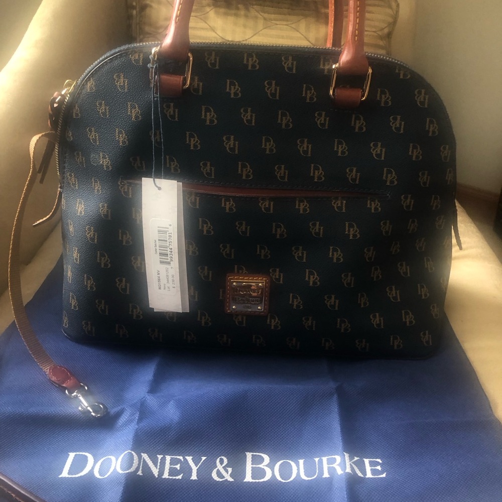 Dooney & Bourke Blue and Brown Satchel